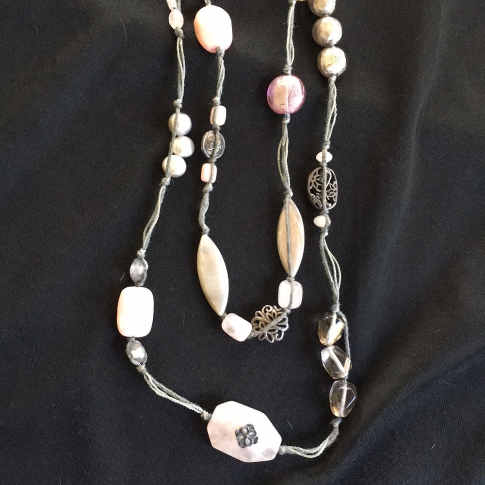 Silpada Pink Soapstone Gray Long Necklace